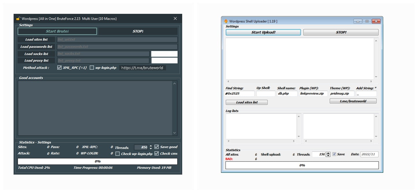 Wordpress All in One Bruteforce [10 macros] v2.15 + Shell Uploader v1.19