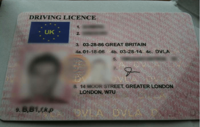 drivers license uk template