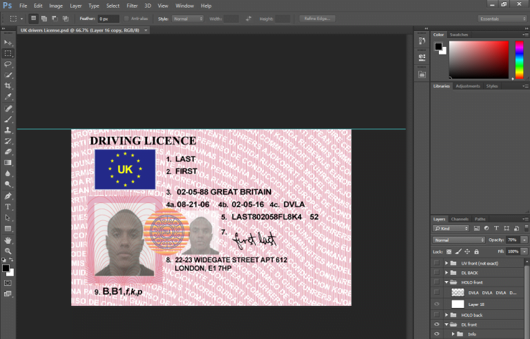 UK drivers License PSD Template 2024