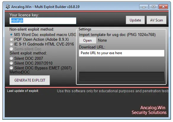 blackhatrussia 13 Ancalog Exploit Builder 2025