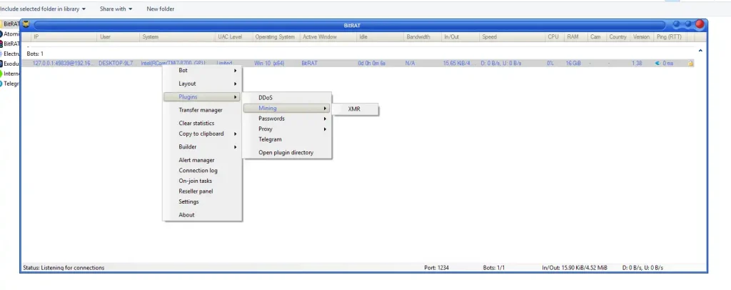 BitRAT 1.39 2 xmr mining